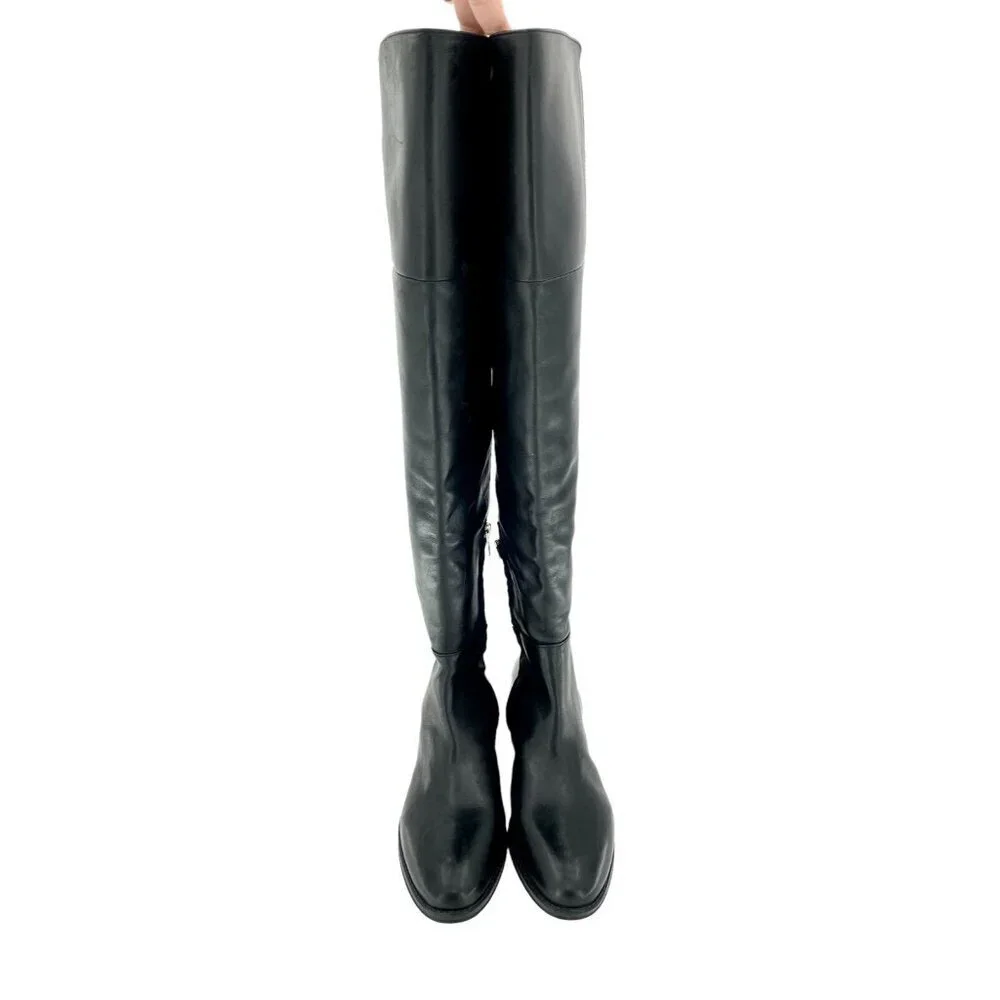Sam Edelman Pam Black Leather Stretch Back Over the Knee Black Boot 7.5 New